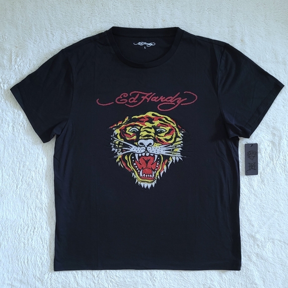 Ed Hardy Snarling Tiger🐅 Head Graphic Tee👕  - NWT - Picture 1 of 16